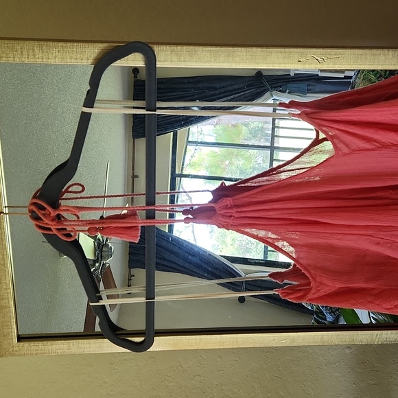 Free People Catching Rays tunic mini dress NWOT 100% cotton coral boho beachy - Picture 4 of 5